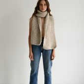 Handwoven Merino Alpaca Blend Scarf: Chunky Knit Beige Shawl