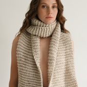 Handwoven Merino Alpaca Blend Scarf: Chunky Knit Beige Shawl
