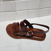 Moroccan Men’s Leather Sandals – Handmade Brown Buckle Sandals With Triple Strap, Comfortable Rubber Sole, Traditional Moroccan Summer Shoes