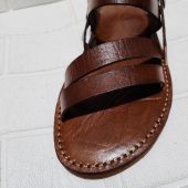 Moroccan Men’s Leather Sandals – Handmade Brown Buckle Sandals With Triple Strap, Comfortable Rubber Sole, Traditional Moroccan Summer Shoes