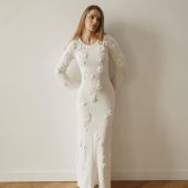 Handmade White Crochet Long Dress With Flowers, Boho Wedding Dress