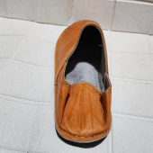 Moroccan Men’s Orange Leather Slip-on Sandals – Handmade Babouche For Him – Natural Leather Slides – Custom Gift Idea – Sizes 40-46 Eu
