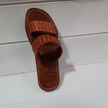 Handmade Moroccan Leather Sandals – Woven Double Strap Flat Slides – Boho Summer Slippers For Women – Comfy Brown Artisan Shoes (eu 37–42)