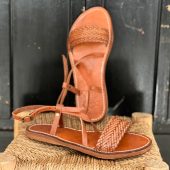 Handmade Moroccan Leather Sandals Women – Brown Flat Strappy Toe Loop Shoes